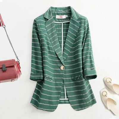 Őszi kockás dzseki blézer vékony, hét ujjú irodai női alkalmi blézerek munkaruha vékony rövid felsők női egygombos kabát