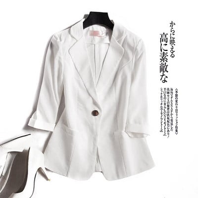 Őszi kockás dzseki blézer vékony, hét ujjú irodai női alkalmi blézerek munkaruha vékony rövid felsők női egygombos kabát