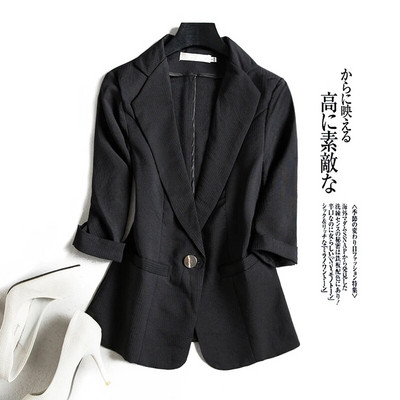 Őszi kockás dzseki blézer vékony, hét ujjú irodai női alkalmi blézerek munkaruha vékony rövid felsők női egygombos kabát