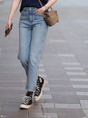 Amerikietiški retro mėlyni džinsai moteriški vasariniai aukšto juosmens tiesūs gatvės drabužiai Y2k stiliaus drabužiai vaikinas džinsinės kelnės Nemokamas pristatymas