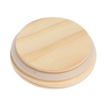 Бамбукови дървени капаци за многократна употреба Различни размери Капачки за буркани Mason Непропускащи силиконови уплътнителни дървени капаци Консумативи за съхранение на консерви
