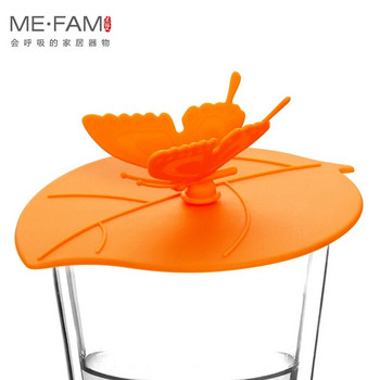ME.FAM 1 τεμάχια Cute Fashion Τρισδιάστατα Φύλλα Πεταλούδας Καπάκι Κυπέλλου Σιλικόνης 10,5 cm Σφραγιστικό κάλυμμα ανθεκτικό στη σκόνη για γυάλινη κεραμική πλαστική κούπα