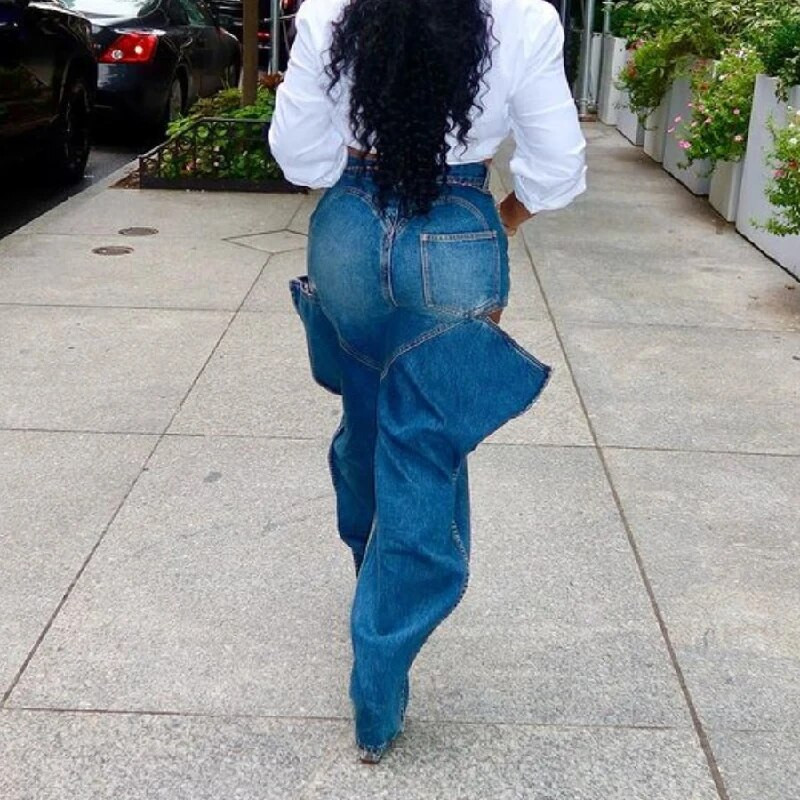 Vintage Hipster Hollow Out Cargo Jeans Γυναικεία φθινοπωρινά Stretch τζιν παντελόνια ίσια παντελόνια στο πόδι Εντυπωσιακά streetwear