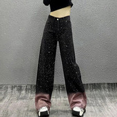 2023 Y2K Fashion Hot Diamond Black Baggy Jeans hlače za žene Odjeća visokog struka 2000-ih Ravne Harajuku ženske traper hlače