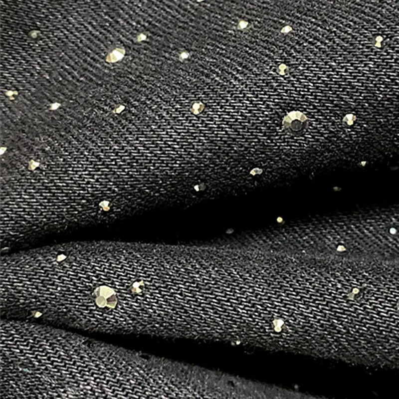 2023 Y2K Fashion Hot Diamond Black Baggy Jeans hlače za žene Odjeća visokog struka 2000-ih Ravne Harajuku ženske traper hlače