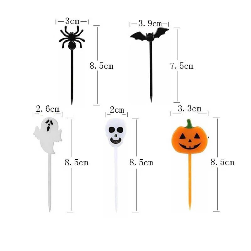 10db szett Halloween gyümölcsvilla újrafelhasználható műanyag ételválogatás gyerekeknek Ebéddoboz Bento Kiegészítők Desszert Fogpiszkálók Party Favor