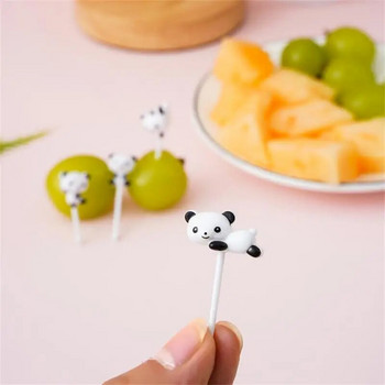 4 бр./компл. Мини карикатура Panda Fruit Fork Kids Snack Dessert Pick Cake Bento Lunches Party Decoration Пластмасови анимационни вилици Animal