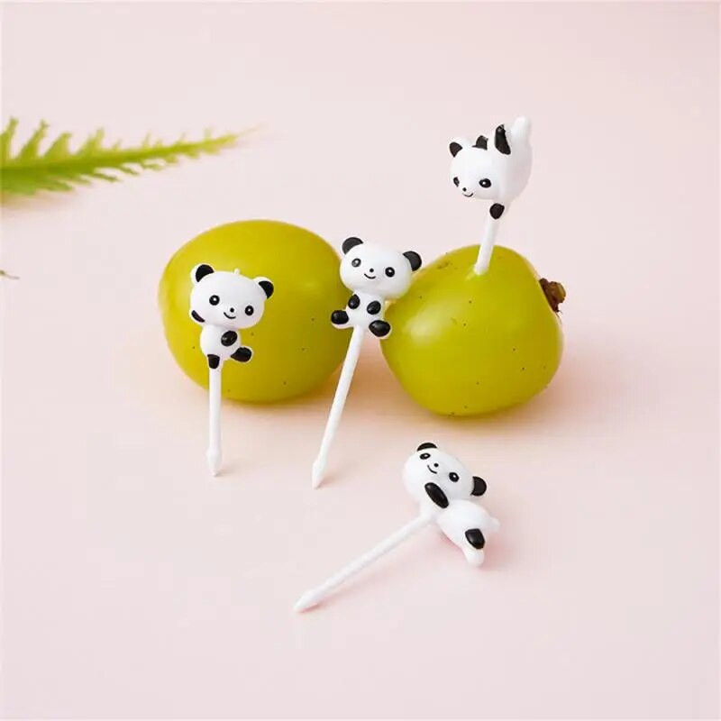 4 τμχ/σετ Mini Cartoon Panda Fruit Fork Παιδικό σνακ Επιδόρπιο Pick Cake Bento Lnches Διακόσμηση πάρτι Πλαστικά κινούμενα πιρούνια ζώων