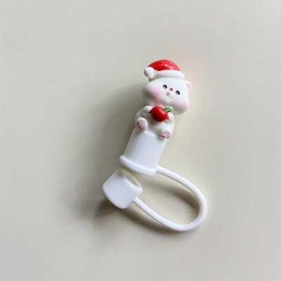 Kawaii Bear Straw Cover Cap For Stanley Cup 10mm Cute Straw Toppers For Tumbler Dekoráció Szilikon Kupak Csészékhez Szalma 1 db