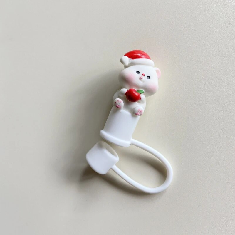 Kawaii Bear Straw Cover Cap For Stanley Cup 10mm Cute Straw Toppers For Tumbler Dekoráció Szilikon Kupak Csészékhez Szalma 1 db