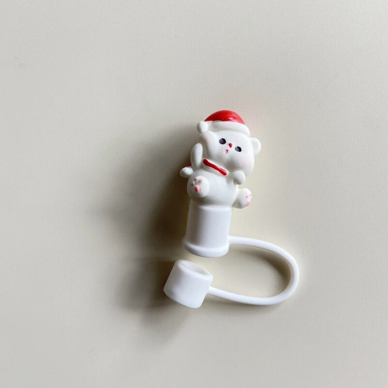 Kawaii Bear Straw Cover Cap For Stanley Cup 10mm Cute Straw Toppers For Tumbler Dekoráció Szilikon Kupak Csészékhez Szalma 1 db