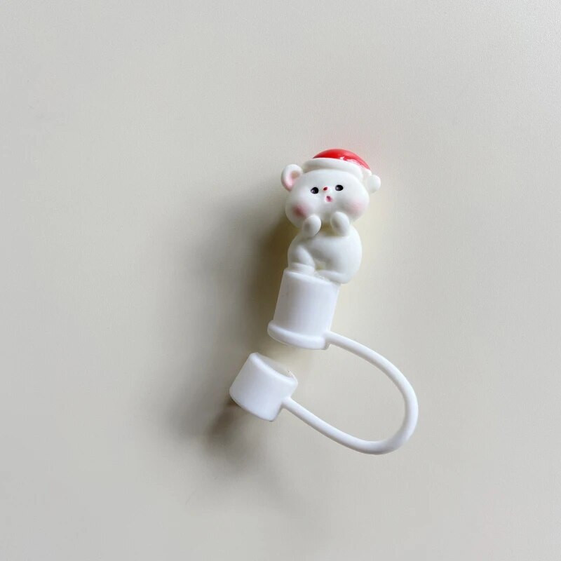 Kawaii Bear Straw Cover Cap For Stanley Cup 10mm Cute Straw Toppers For Tumbler Dekoráció Szilikon Kupak Csészékhez Szalma 1 db