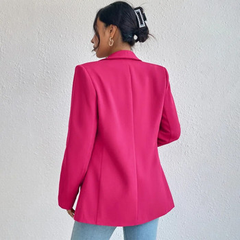 Κομψά ροζ κόκκινα σακάκια για γυναίκες Άνοιξη 2023 Casual παλτό Μαύρο γυναικείο μπουφάν Basic Slim Summer Blazer Γυναικείο μπουφάν γραφείο