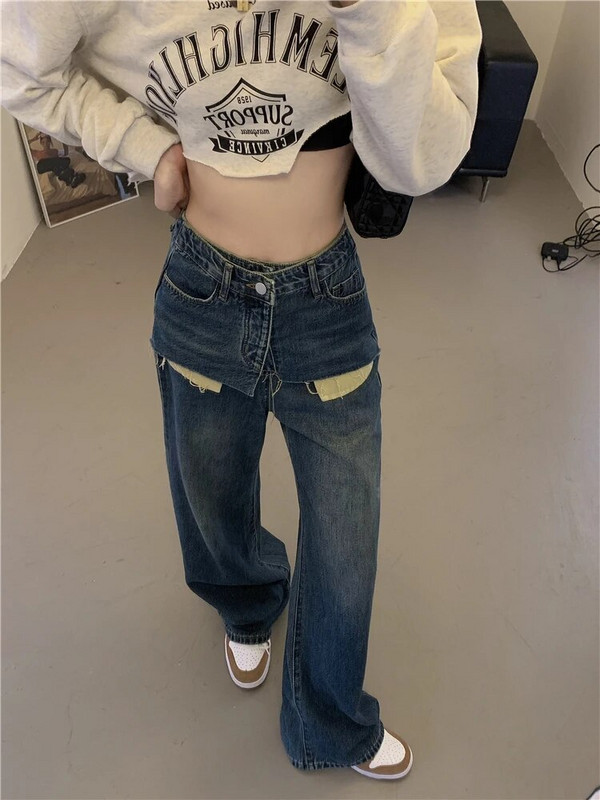 Tervezők Őszi téli táskás overallok Cargo Jeans nadrágok női magas derekú farmer nadrágok utcai ruházat női farmer nadrágok 2022