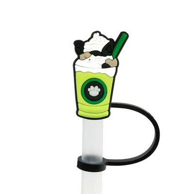 Mielas kūrybingas animacinis kalėdinės eglutės šiaudinis dangtelis, apsaugantis nuo purslų, daugkartinio naudojimo universalus gėrimų šiaudų dangtelis