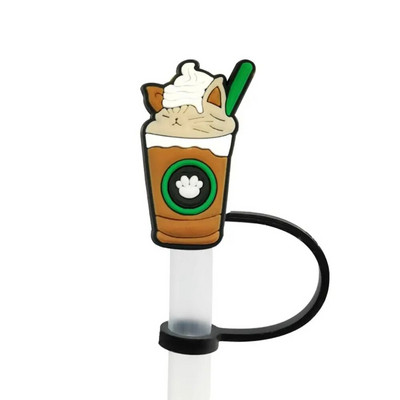 Mielas kūrybingas animacinis kalėdinės eglutės šiaudinis dangtelis, apsaugantis nuo purslų, daugkartinio naudojimo universalus gėrimų šiaudų dangtelis