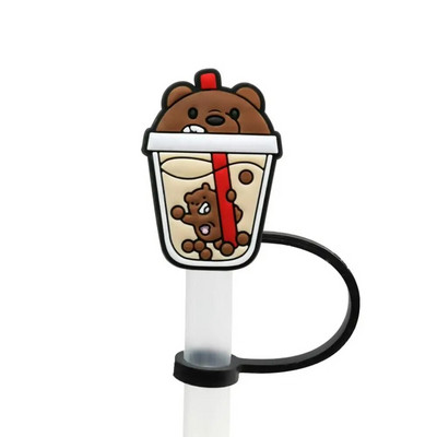 Mielas kūrybingas animacinis kalėdinės eglutės šiaudinis dangtelis, apsaugantis nuo purslų, daugkartinio naudojimo universalus gėrimų šiaudų dangtelis