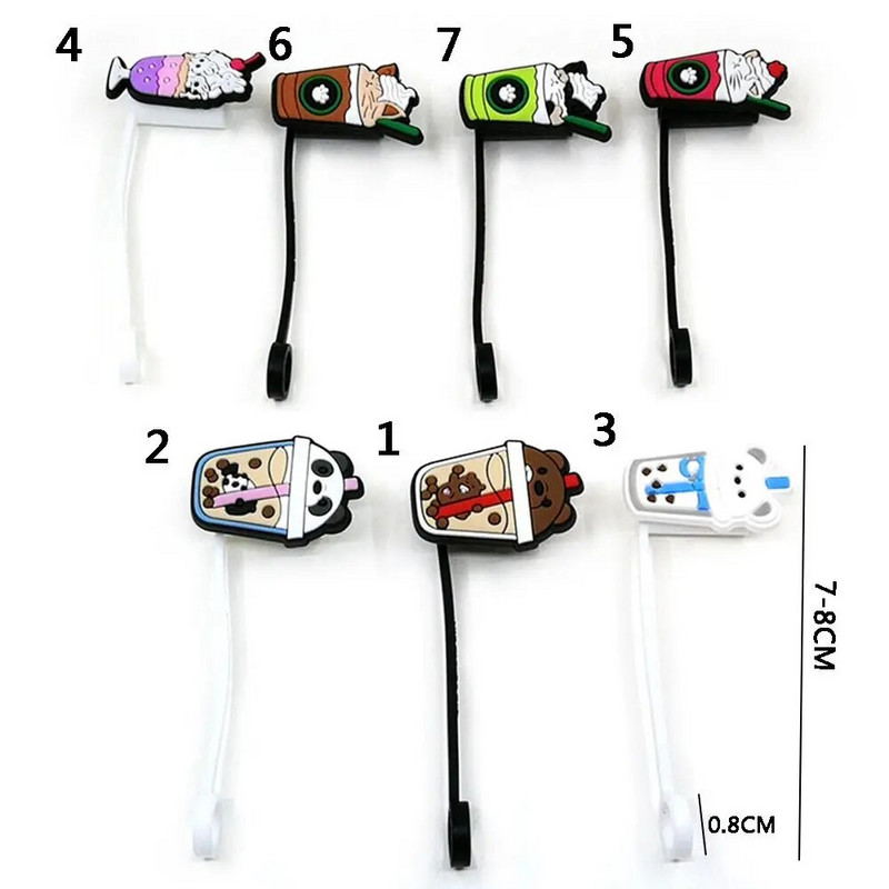 Mielas kūrybingas animacinis kalėdinės eglutės šiaudinis dangtelis, apsaugantis nuo purslų, daugkartinio naudojimo universalus gėrimų šiaudų dangtelis