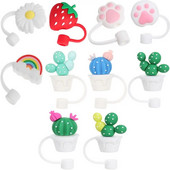 Capac pentru vârfuri de paie din silicon Capace drăguțe reutilizabile pentru paie de băut Capace dopuri de paie rezistente la praf pentru vârfuri de paie de 12 mm pentru decorarea în aer liber