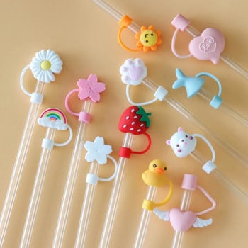 1 τεμ. Cartoon Straw Silicone Straw Tips Καπάκι σκόνης κατανάλωσης, προστατευτικά βύσματα κάλυμμα Creative Cup Αξεσουάρ Εργαλεία σφράγισης 6-8mm