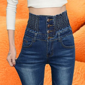 Traper hlače Jesen Zima Traperice za žene visokog struka Skinny Tople debele traperice Ženske visoke elastične rastezljive traperice velike veličine Baršun