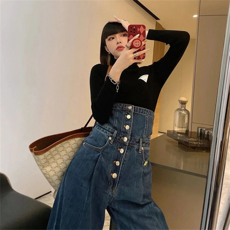 proljeće 2022. ženska moda visokog struka na kopčanje Ženske traperice širokih nogavica široke ženske traper capri hlače jean mom jeans hlače