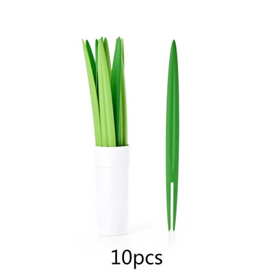 Kreativni 10kom/set Zeleni listovi bambusa Vilica za voće Štapići Vilica za koktel Festival vjenčanja Rođendanski Kuhinjski pribor Voćni alati
