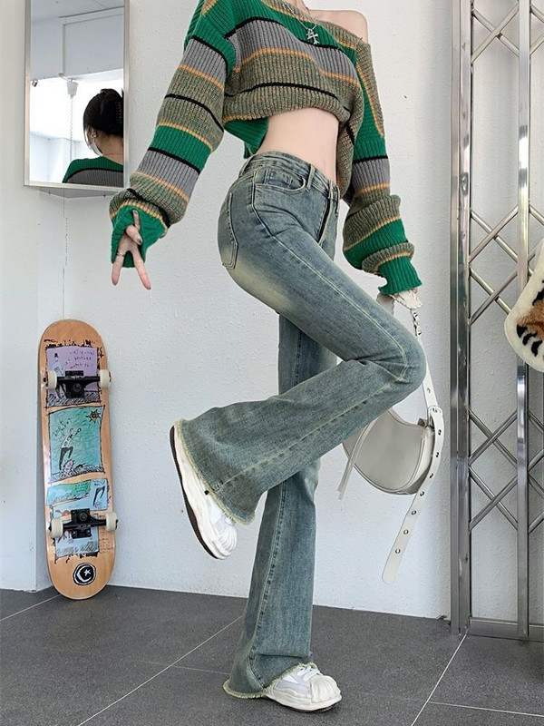 Široke traperice Ženske skinny visokog struka Estetska Y2k odjeća Traper hlače Vintage Isprane Retro Čišćenje korejske mode Ulično novo