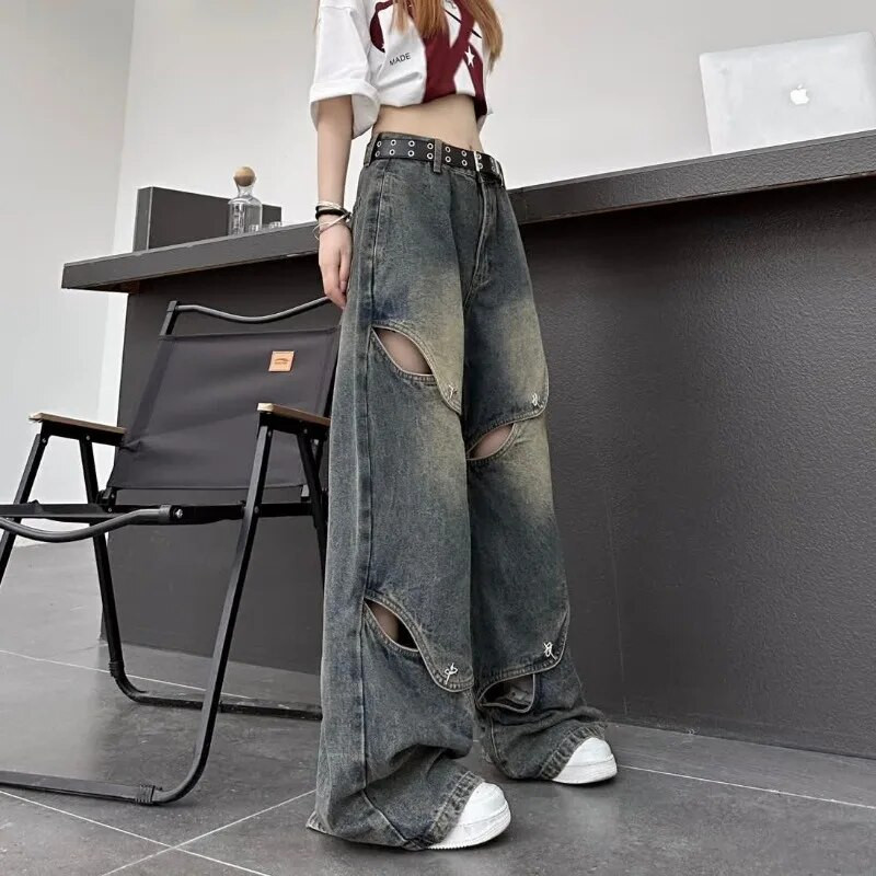 Ženske traperice s rupama Vintage Ulična odjeća za sve europski stil Unisex Osnove jesenskog dizajna Osobnost Cool Posebne Atraktivne