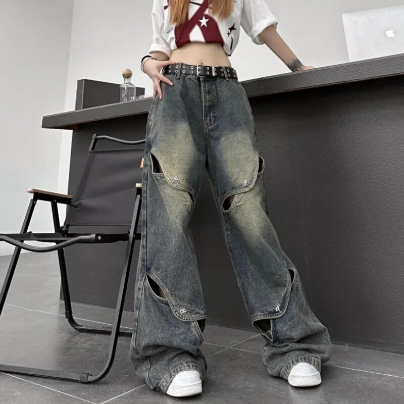 Ženske traperice s rupama Vintage Ulična odjeća za sve europski stil Unisex Osnove jesenskog dizajna Osobnost Cool Posebne Atraktivne