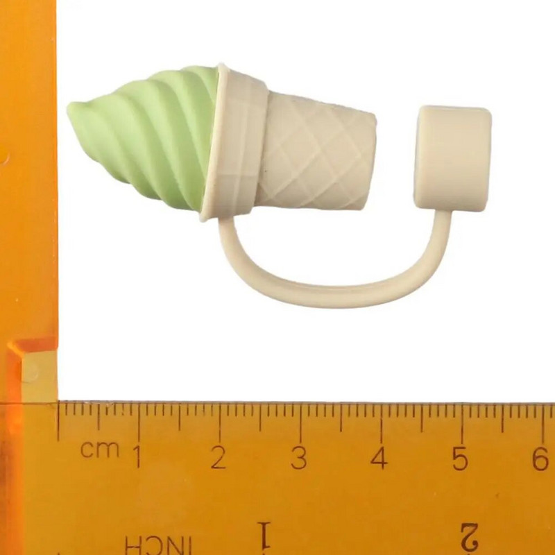 6PCS Silikonske navlake za slamke Kapa otporna na prljavštinu Štitnik za slamke za višekratnu upotrebu Uzorak za sladoled i kavu Poklopci od slamki 0,4 in/10 mm