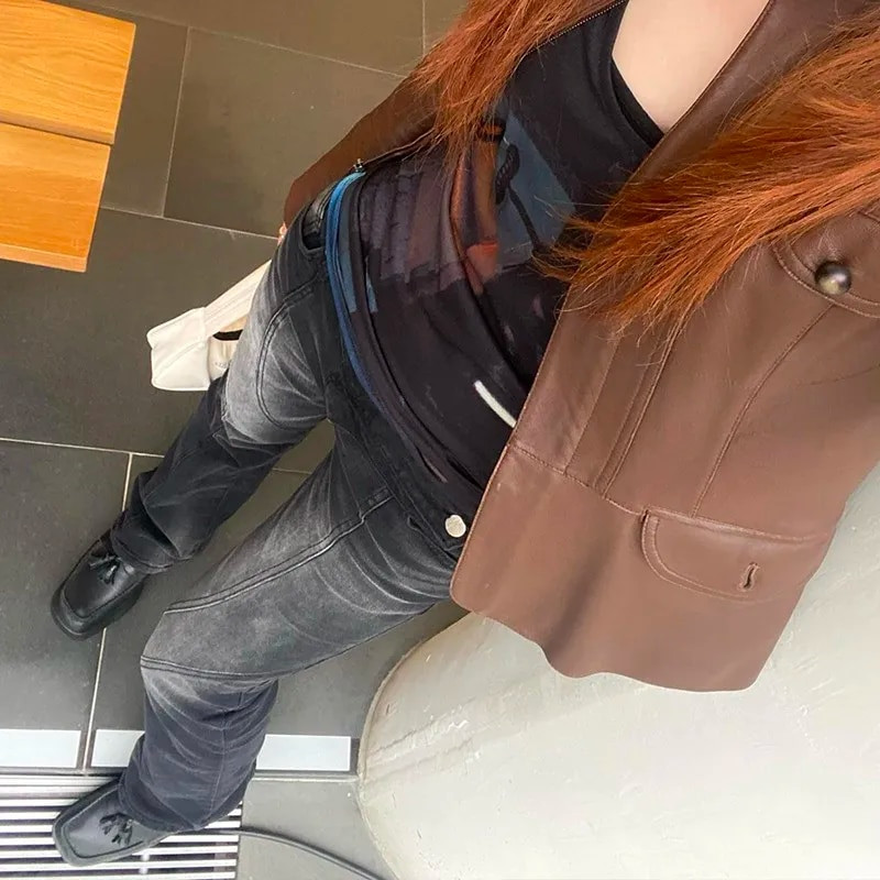 Karrram Vintage traperice s niskim strukom, grunge traper hlače s asimetričnim strukom, korejske modne crne traperice s rasklimanim trapericama Kpop ulična odjeća
