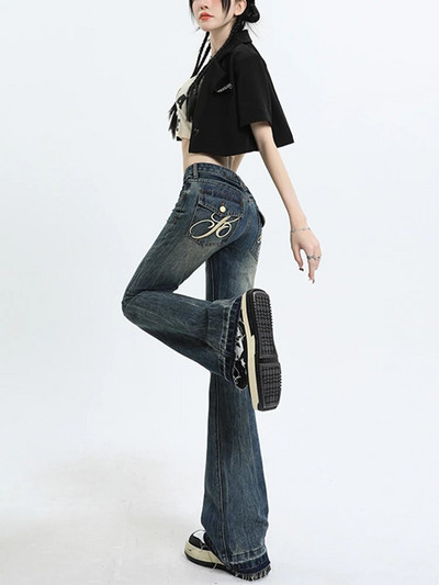 American High Street Vintage traper široke hlače Ženske hlače Pantalones De Mujer 2023 Fashion Street Y2K Jeans Ženske hlače u obliku potkove