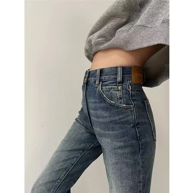 S-4XL Vintage Simplicity Jeans Ženske traperice za slobodno vrijeme Raznobojne široke nove ravne pune dužine proljetne nove ulične jednostavno studentske