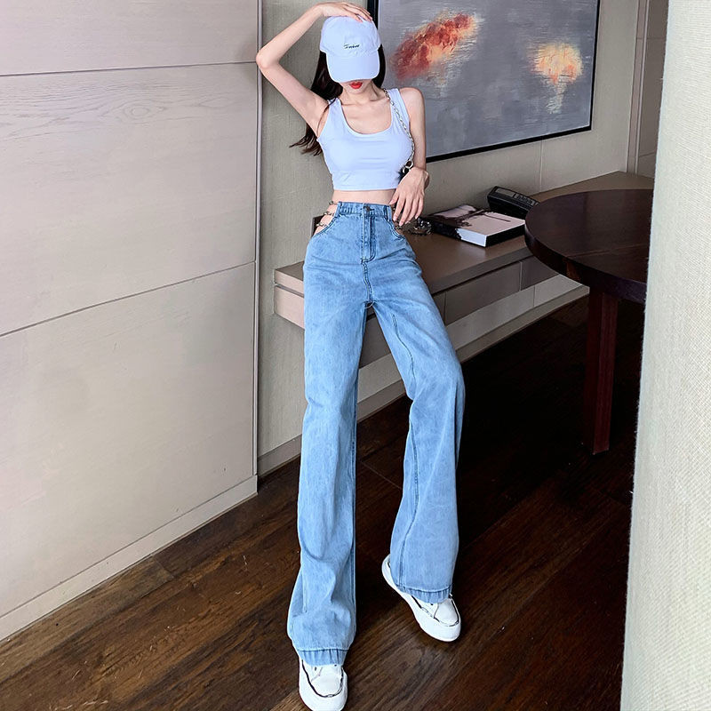 Ženske traperice Boyfriend Jean hlače Ženske visoke struke Mom 2023 Ženske traperice Rastezljive ležerne ravne uske traper hlače