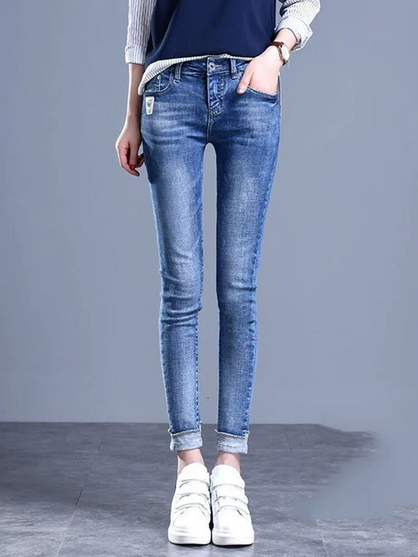 Hole Skinny Pencil Jeans visokog struka Korejski Streetwear Stretch Manžete Traper Hlače Proljeće Jesen Vintage Do gležnja Kot Pantolon