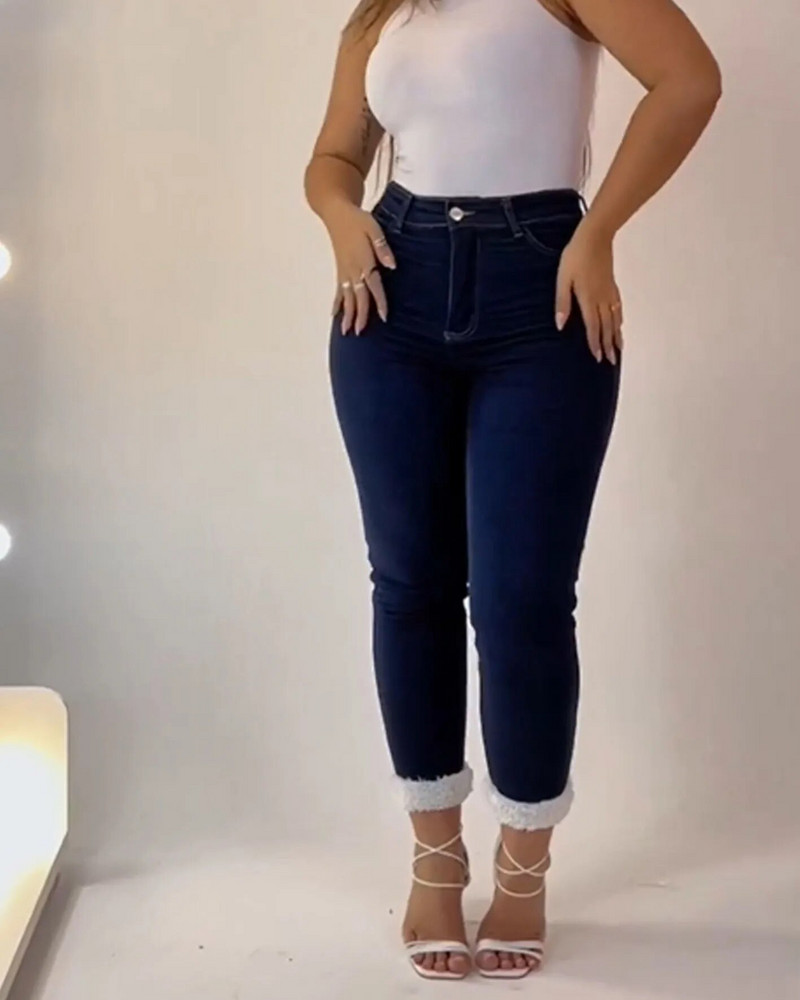 Ψηλόμεσο Stretch Slim-fit Shaping Jeans Απόλυτο γυναικείο μακρύ τζιν τζιν από ισχίο έως σέξι