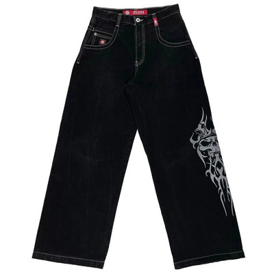 Ulične ženske retro modne Y2K crne široke traperice Hip-hop Harajuku traperice s mačjim printom Punk ležerne ravne hlače širokih nogavica