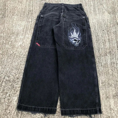 Ulične ženske retro modne Y2K crne široke traperice Hip-hop Harajuku traperice s mačjim printom Punk ležerne ravne hlače širokih nogavica