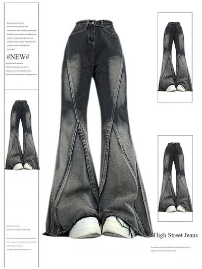 2023 Ženske crne gotičke traperice Harajuku Y2k Estetske vintage modne traper hlače iz 90-ih 2000-ih Široke jeans hlače Trashy Emo odjeća