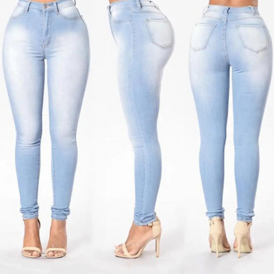 Blugi eleganti din denim din bumbac în stil european și american, cu elasticitate în talie înaltă, blugi negri, pantaloni, blugi moale