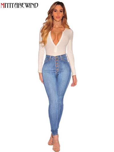 Skinny Pencil Farmer Női Nadrág Magas derekú farmer nadrág Női Elasztikus Farmernadrág Kék&fekete farmer Női S-XXL méret
