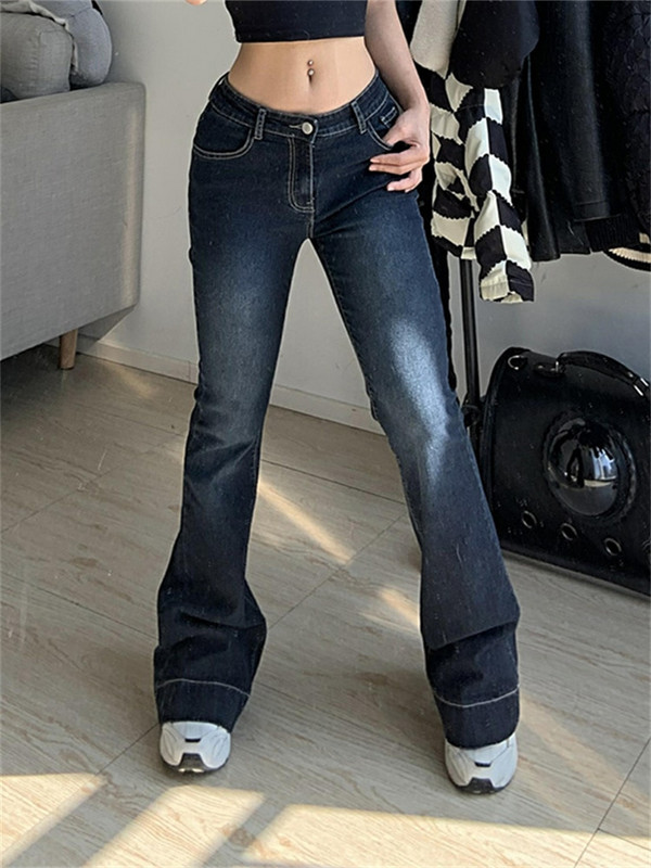 Y2K lepršave traperice niskog struka Aesthetic Retro 2000-ih Slatki traper Trenirke Ulična moda Harajuku Ležerni Capris Cuteandpsycho