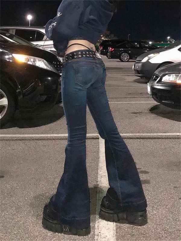 Y2K lepršave traperice niskog struka Aesthetic Retro 2000-ih Slatki traper Trenirke Ulična moda Harajuku Ležerni Capris Cuteandpsycho