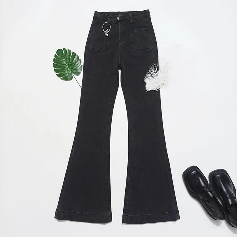 Ženske Y2K lepršave traper hlače Modne zvonaste traperice visokog struka za žene Skinny Slim Bootcut hlače Estetska ulična odjeća