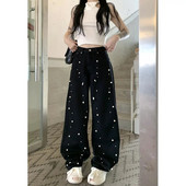 Y2k Jeans Ženske jakne biserne traperice visokog struka Svestrane traperice koje se vuku po podu Džinsy Ženski