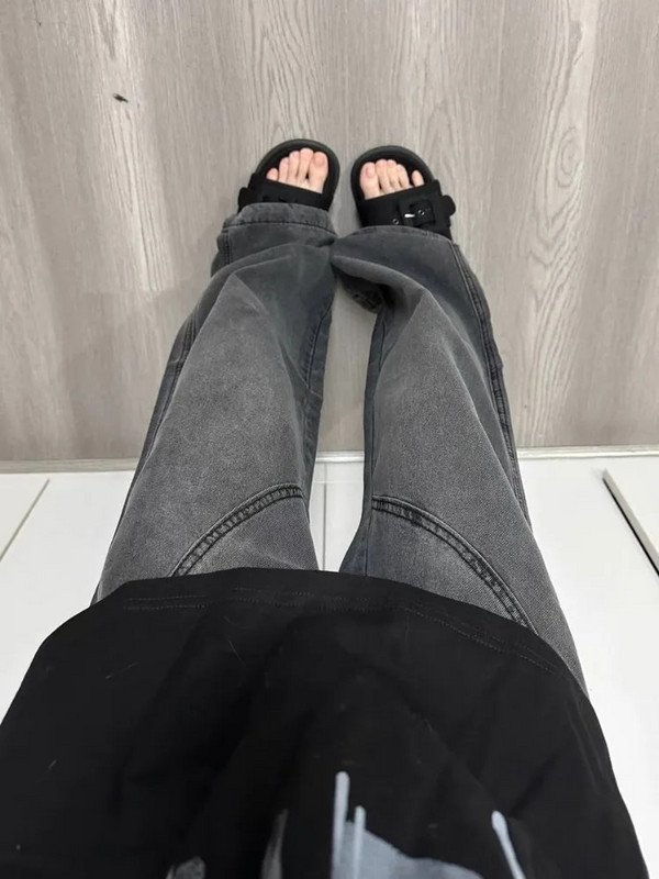 HOUZHOU Crne traperice širokih nogavica Ženske vintage široke korejske modne ženske ulične odjeće Prevelike grunge traper hlače visokog struka