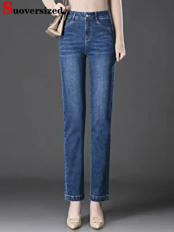 Ψηλή μέση Skinny Pencil Τζιν Γυναικείο Άνοιξη Φθινόπωρο Κορεάτικο Casual Oversize 6xl Mom Vintage Stretch τζιν παντελόνι d