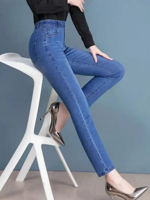 Ψηλή μέση Skinny Pencil Τζιν Γυναικείο Άνοιξη Φθινόπωρο Κορεάτικο Casual Oversize 6xl Mom Vintage Stretch τζιν παντελόνι d