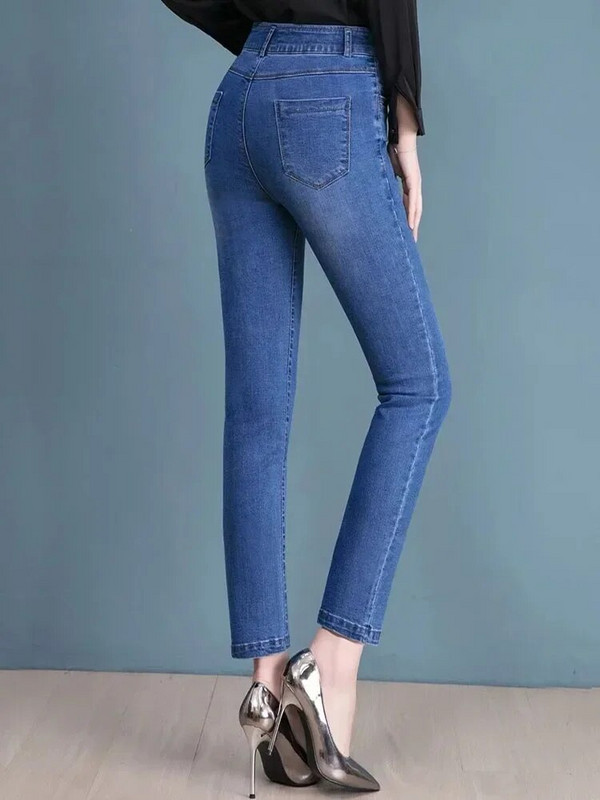 Ψηλή μέση Skinny Pencil Τζιν Γυναικείο Άνοιξη Φθινόπωρο Κορεάτικο Casual Oversize 6xl Mom Vintage Stretch τζιν παντελόνι d